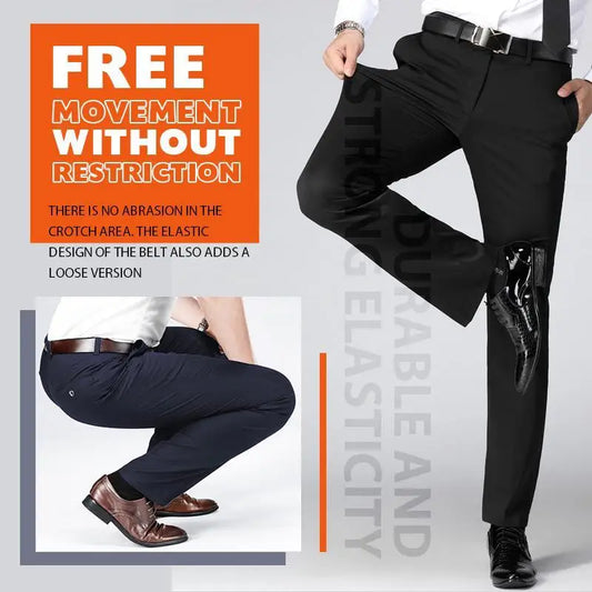 Men's Classic Business Casual Suit Pants – Elastic, Wrinkle-Resistant & Big Size Friendly