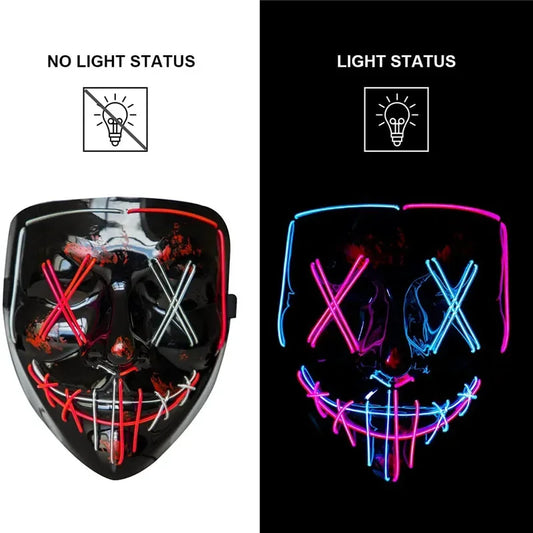 LED Halloween Mask – Light-Up Scary Mask for Festivals & Cosplay