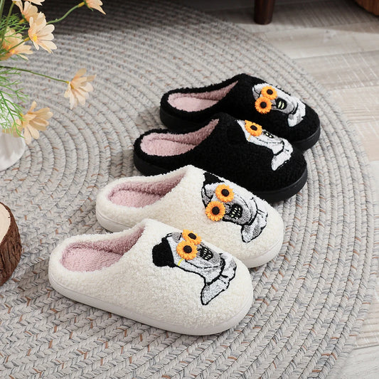 Halloween Plush Slippers – Fluffy Thermal Indoor Slides with Anti-Slip Sole