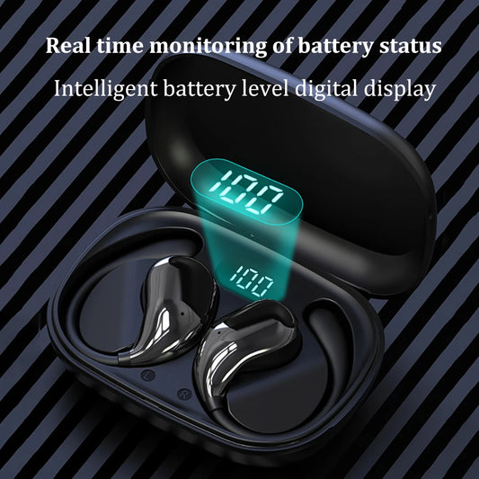 Bluetooth 5.4 Ear Hook Headphones – TWS Wireless Earphones with HiFi Sound, LED Display & Long Battery Life