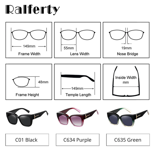 Ralferty Oversized Polarized Sunglasses – UV400 Protection & Lightweight TR90 Frame for Women