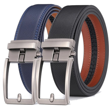 Unisex Luxury Leather Belt – Designer Style with Automatic Buckle in Blue