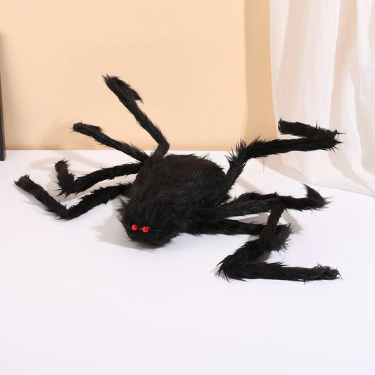 Giant Hairy Black Spider – Realistic Outdoor Halloween Decoration