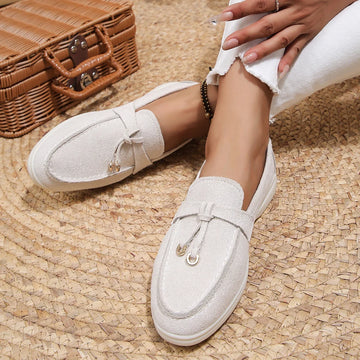 Women's Retro Soft Leather Lefu Shoes – Step-On Design with Thick Sole & All-Day Comfort
