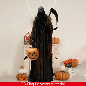 Evil Pumpkin Man Backdrop – 2D Hanging Halloween Cloth for Indoor & Outdoor Horror Decor
