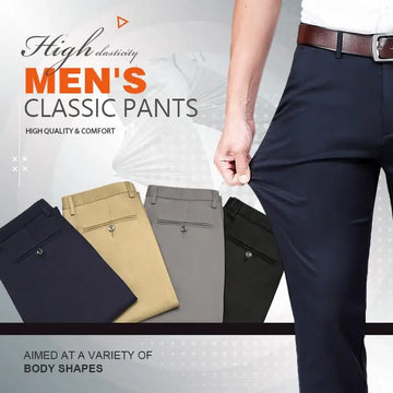 Men's Classic Business Casual Suit Pants – Elastic, Wrinkle-Resistant & Big Size Friendly