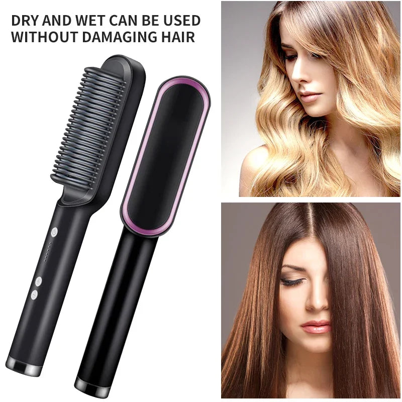 Professional Electric Hot Comb – Quick-Heating Hair Straightener & Styling Brush
