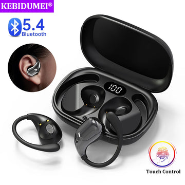 Bluetooth 5.4 Ear Hook Headphones – TWS Wireless Earphones with HiFi Sound, LED Display & Long Battery Life