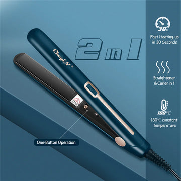 CkeyiN 2-in-1 Mini Hair Straightener & Curler – Portable Styling Tool with Constant Temperature Control