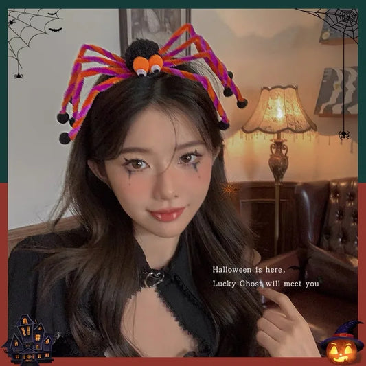 Plush Spider Headband – Long-Legged Halloween Prank Hair Accessory for Kids & Adults