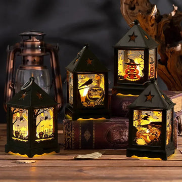Halloween Cartoon Desk Light – Owl, Pumpkin, Witch & Crow Decor for Spooky Atmosphere