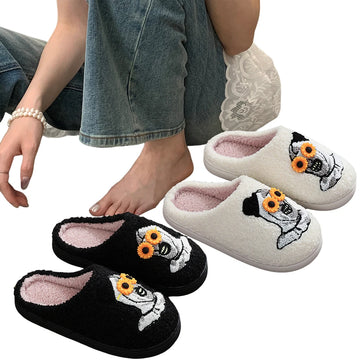Halloween Plush Slippers – Fluffy Thermal Indoor Slides with Anti-Slip Sole