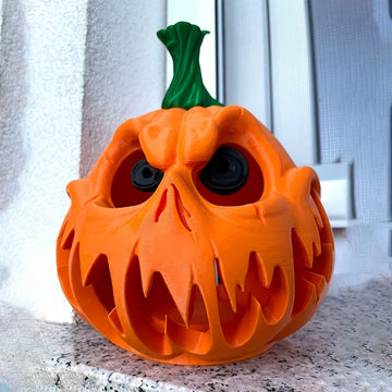 Giant Resin Pumpkin Skull – Creepy Halloween Decoration with Distorted Ghostly Features