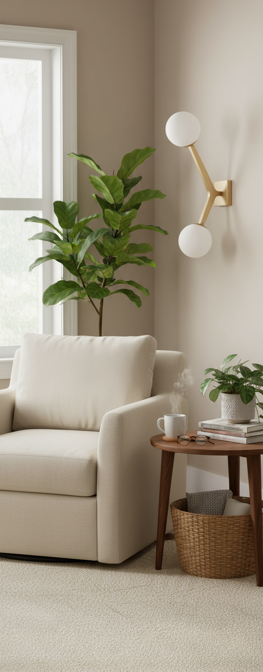 Arandela Stiff em cantinho de leitura