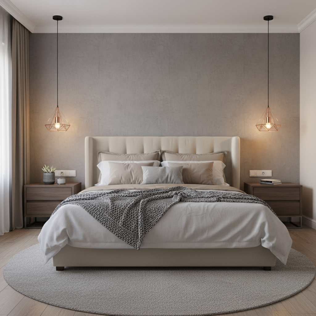 Pendente em quarto ao lado da cama